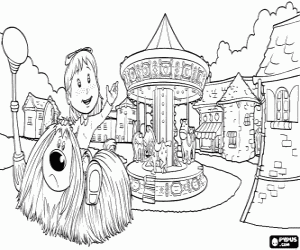 Dougal, Florence and the Magic Roundabout coloring page