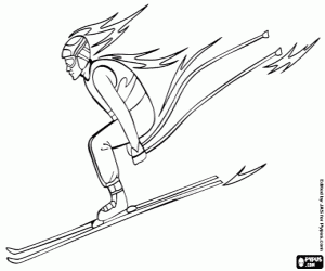 The downhill in Olympic ski coloring page