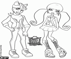 Draculaura and Clawd, a couple coloring page