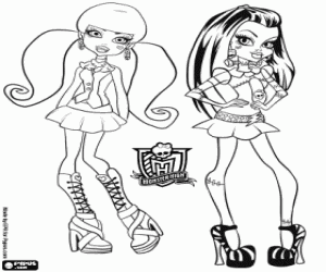 Draculaura and Frankie Stein coloring page