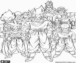 Dragon Ball characters coloring page