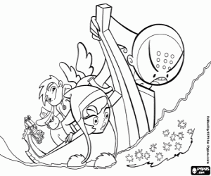 The dragon boat and Xiaolin warriors coloring page