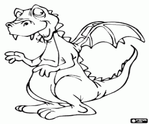 A dragon with a long tail coloring page