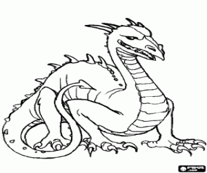 Dragon on the floor coloring page