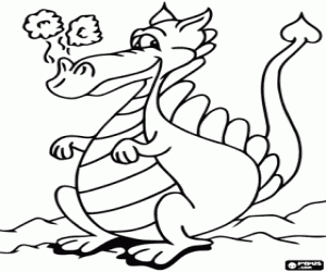 A dragon with smoke in the nose coloring page