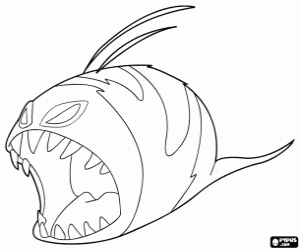 Dragon with its mouth open coloring page