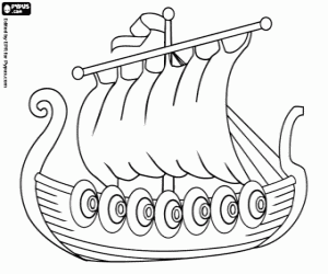 Drakkar, a viking ship coloring page