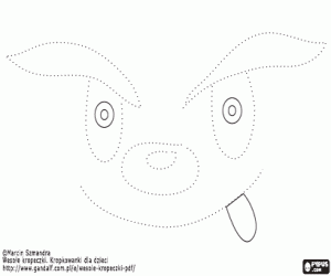 Draw a face on dotted line coloring page