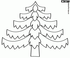 Drawing of a fir tree for Christmas coloring page
