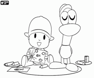 The drawings of Pocoyo and Pato coloring page