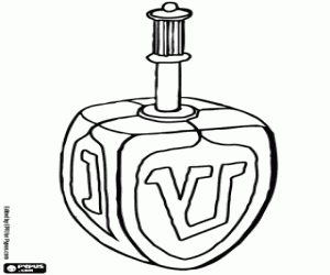 Dreidel or sevivon, Judaism coloring page