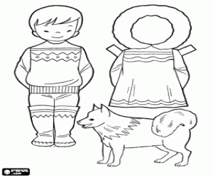 Dress up game the Eskimo boy coloring page