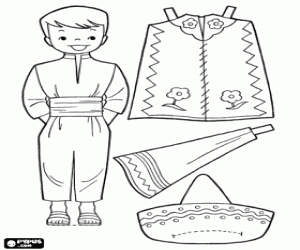Dress up game with Mexican clothes coloring page