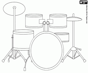 Drum kit, musical instrument coloring page