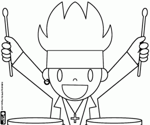 The drummer of a rock band coloring page