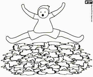 Dry autumn leaves and the child coloring page