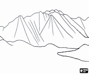 Dry mountainous landscape coloring page
