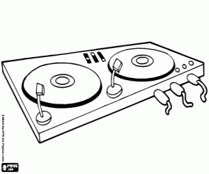 Dual turntable for DJ coloring page