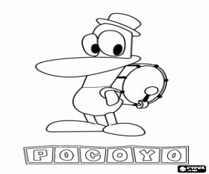 The duck is a friend of Pocoyo coloring page
