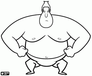 Dumo, the sumo wrestler coloring page
