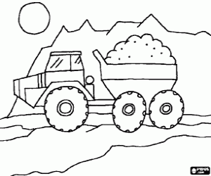 Dump truck working coloring page