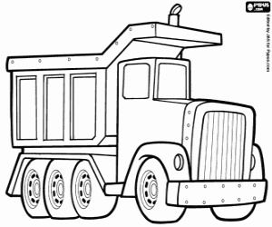 A dumper truck unloaded coloring page