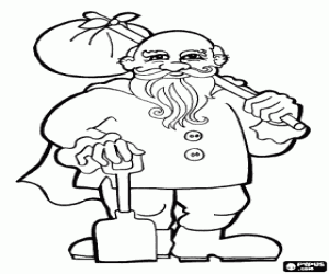 A dwarf with a shovel coloring page