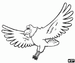 Eagle with wings wide open in flight coloring page