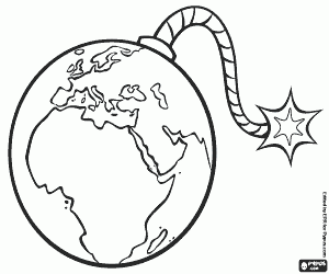 The Earth as a bomb coloring page