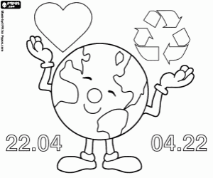 Earth Day, a happy planet coloring page