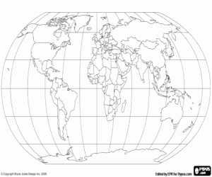 The Earth, a map of Robinson coloring page