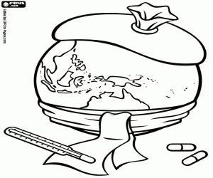 The Earth is sick coloring page