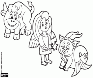 The Earth signs of the Zodiac coloring page