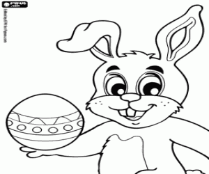 Easter Bunny with Easter egg coloring page