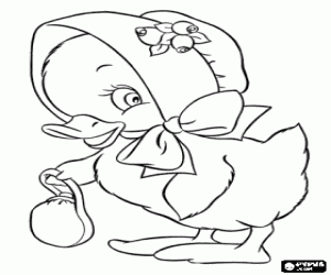 An Easter chick with hat coloring page