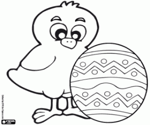 An Easter egg and a chick coloring page