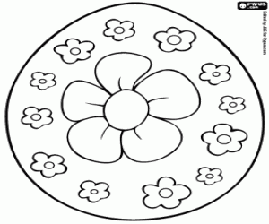 Easter egg with flowers coloring page