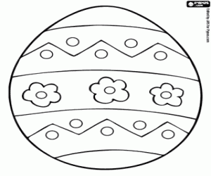 Easter egg, lines and flowers coloring page