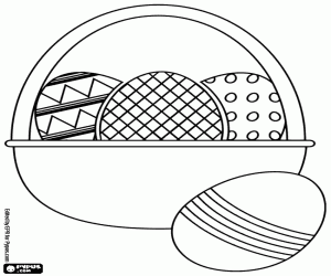 Easter eggs and basket coloring page