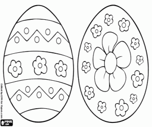 Easter eggs with floral motifs coloring page