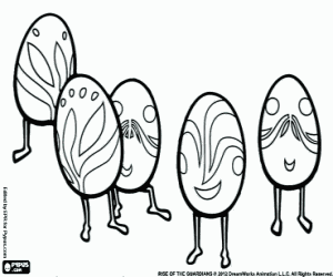 Easter eggs with legs coloring page