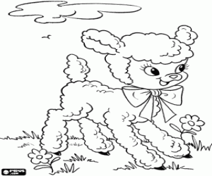 An Easter Lamb with a decorative bow coloring page