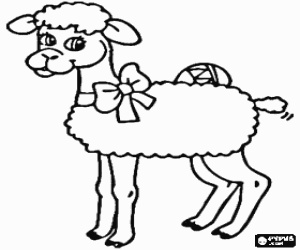 Easter lamb with ribbon coloring page