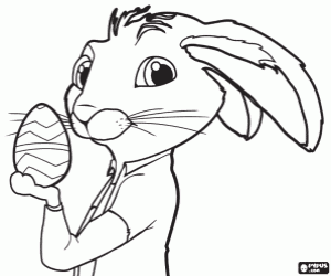 EB the bunny and an Easter egg coloring page
