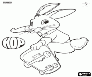 EB the bunny with skateboard coloring page