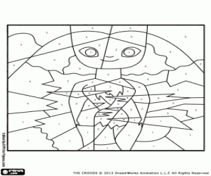 Eep Croods, color by numbers coloring page