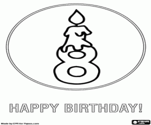 An eight with a lit candle coloring page