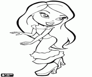 Elegant  Bratz with a long dress coloring page