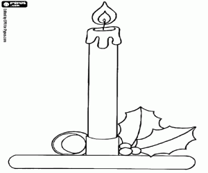 Elegant candle for Christmas coloring page