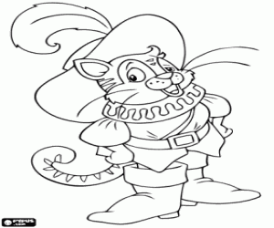 The elegant Puss in boots coloring page